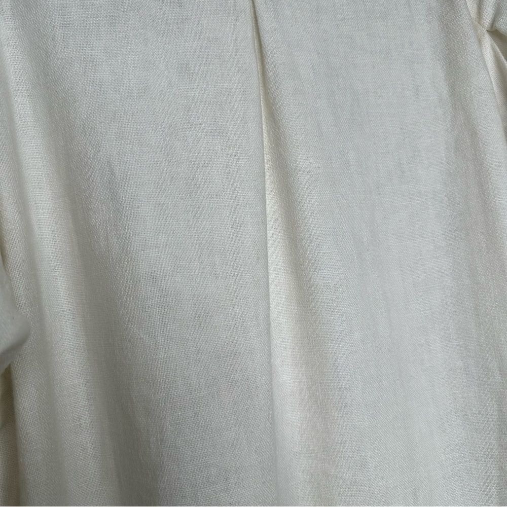 Wallmann Austria White Linen Blend Button Down Puff Sleeve Blouse Shirt Size 38 - Picture 9 of 9
